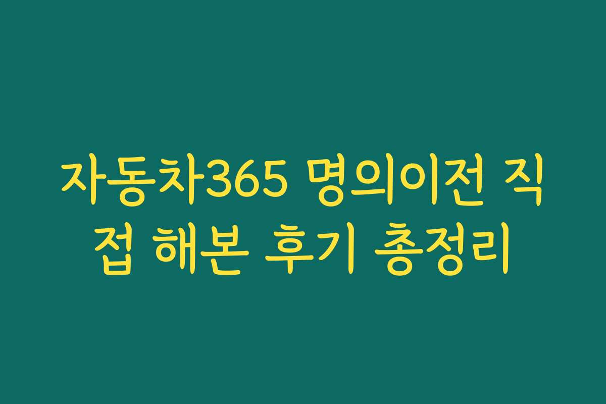 자동차365 명의이전 직접 해본 후기 총정리 자동차365 명의이전 직접 해본 후기 총정리