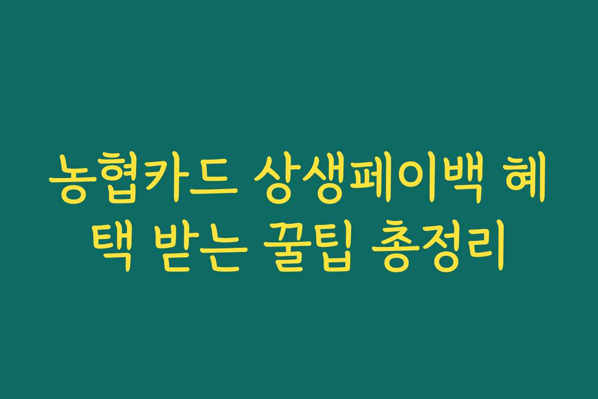 농협카드 상생페이백 혜택 받는 꿀팁 총정리 농협카드 상생페이백 혜택 받는 꿀팁 총정리