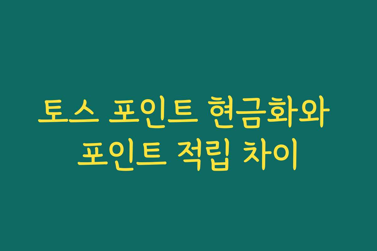 토스 포인트 현금화와 포인트 적립 차이 토스 포인트 현금화와 포인트 적립 차이