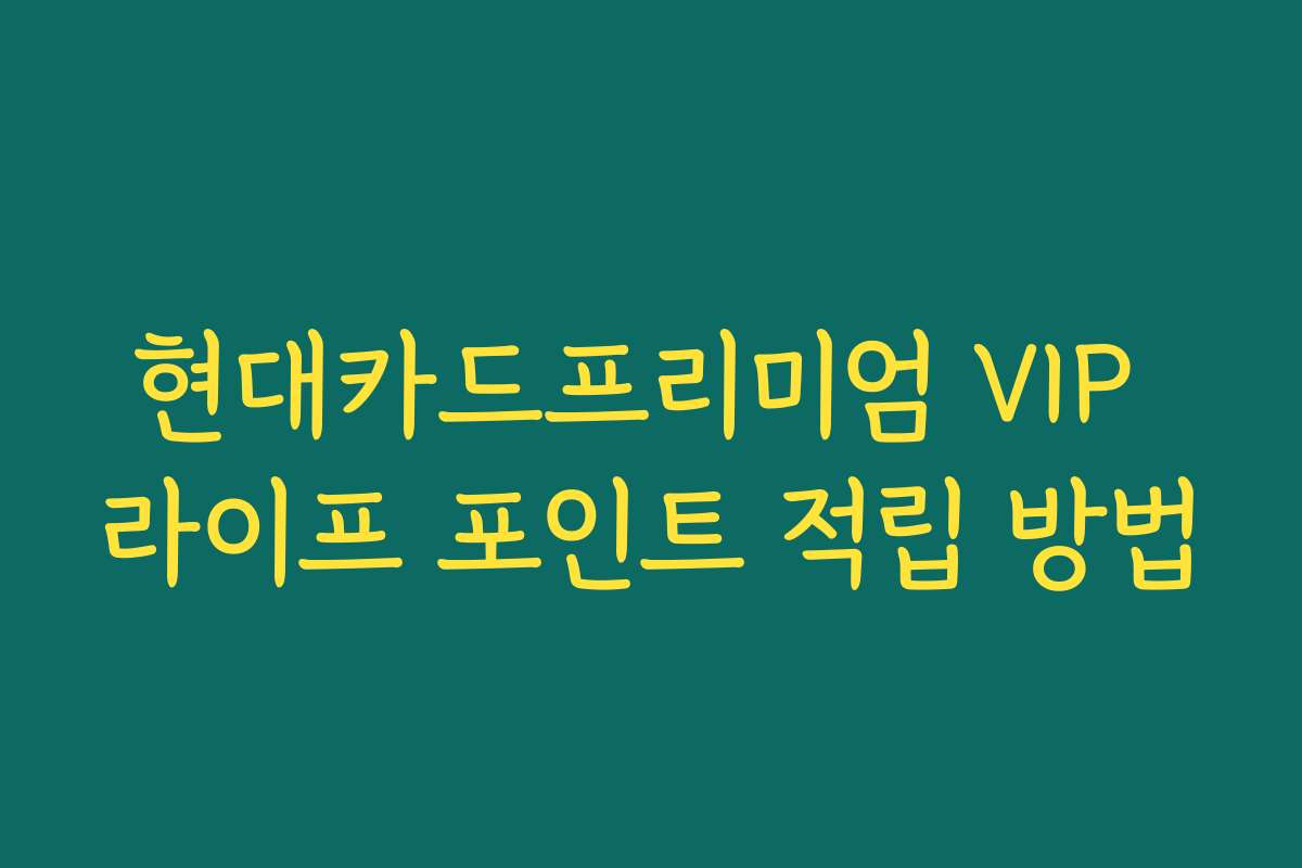 현대카드프리미엄 VIP 라이프 포인트 적립 방법