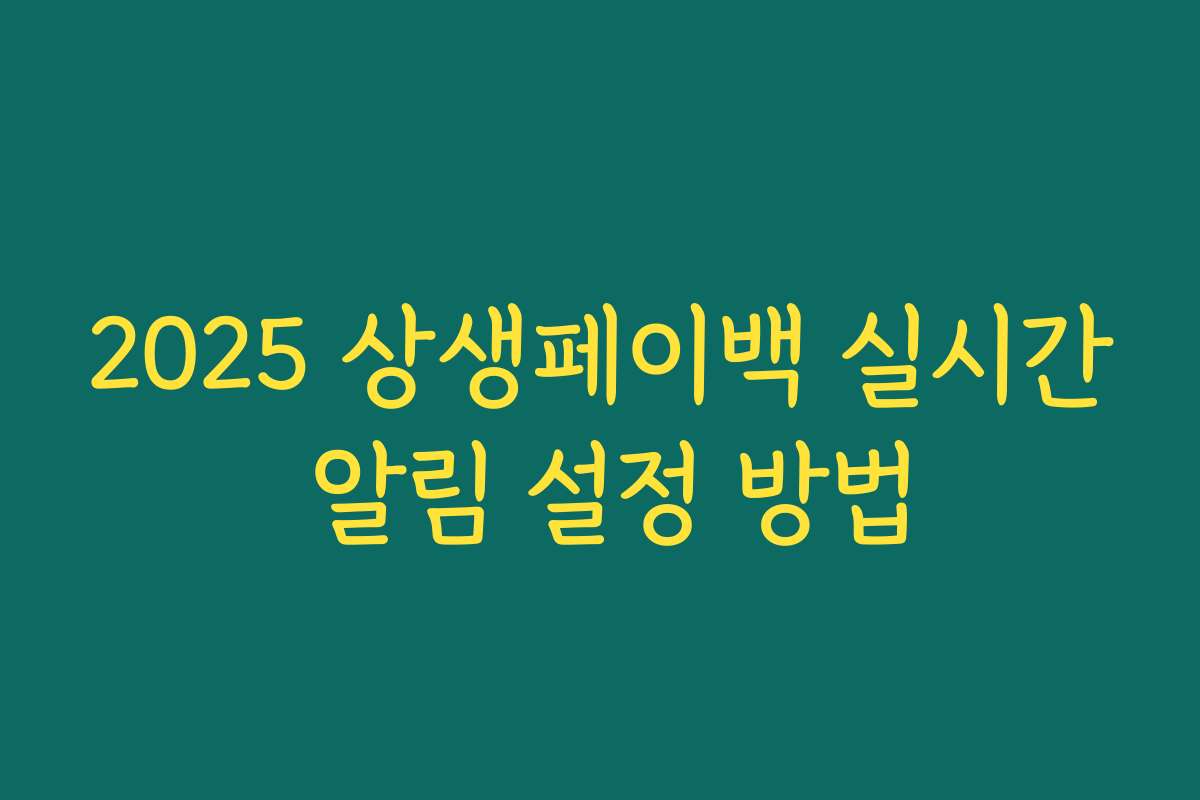 2025 상생페이백 실시간 알림 설정 방법 2025 상생페이백 실시간 알림 설정 방법