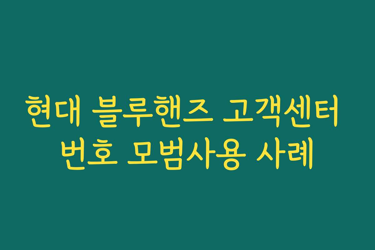 현대 블루핸즈 고객센터 번호 모범사용 사례 현대 블루핸즈 고객센터 번호 모범사용 사례