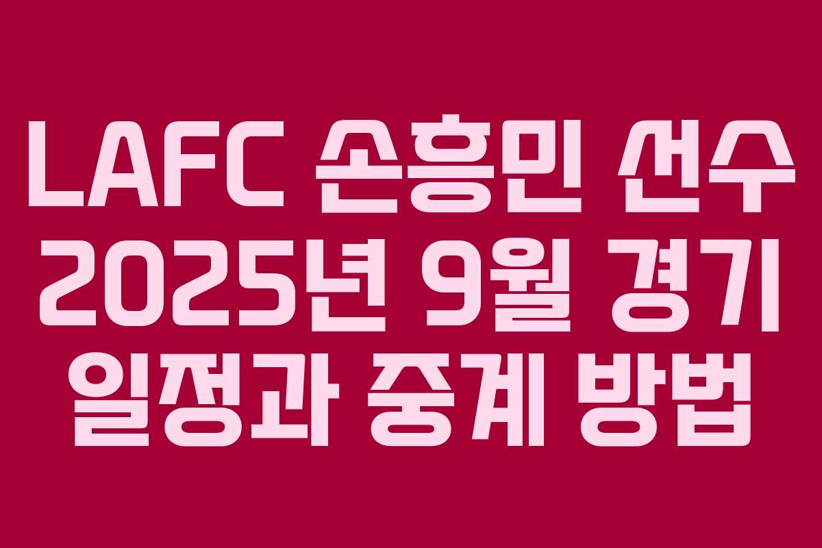 LAFC 손흥민 선수 2025년 9월 경기 일정과 중계 방법 LAFC 손흥민 선수 2025년 9월 경기 일정과 중계 방법