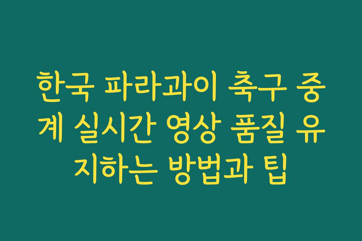 한국 파라과이 축구 중계 실시간 영상 품질 유지하는 방법과 팁