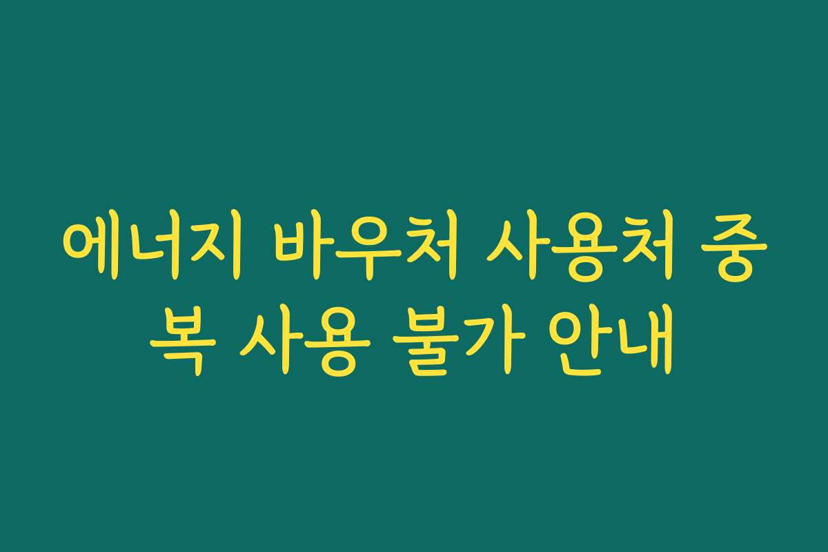 에너지 바우처 사용처 중복 사용 불가 안내 에너지 바우처 사용처 중복 사용 불가 안내
