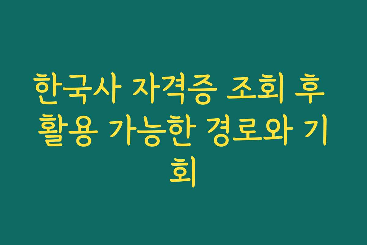한국사 자격증 조회 후 활용 가능한 경로와 기회