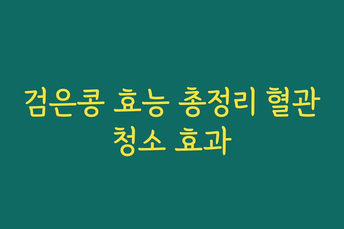 검은콩 효능 총정리 혈관청소 효과 검은콩 효능 총정리 혈관청소 효과