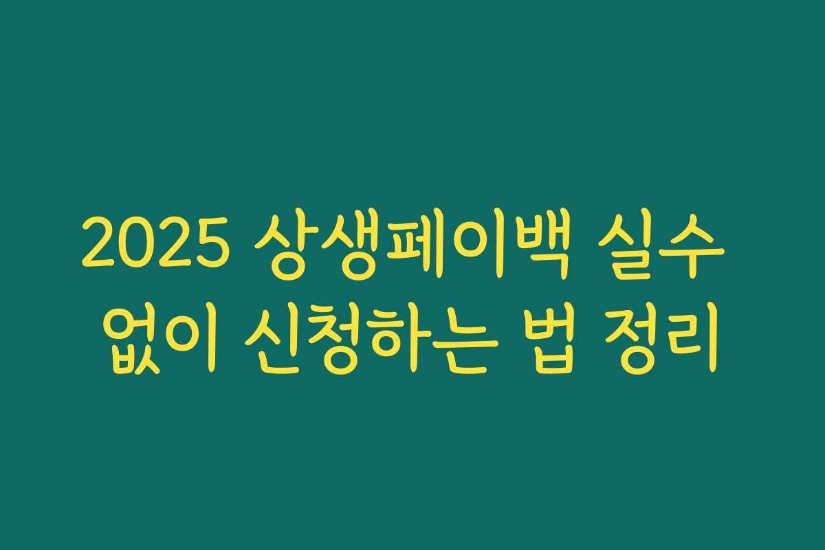 2025 상생페이백 실수 없이 신청하는 법 정리 2025 상생페이백 실수 없이 신청하는 법 정리