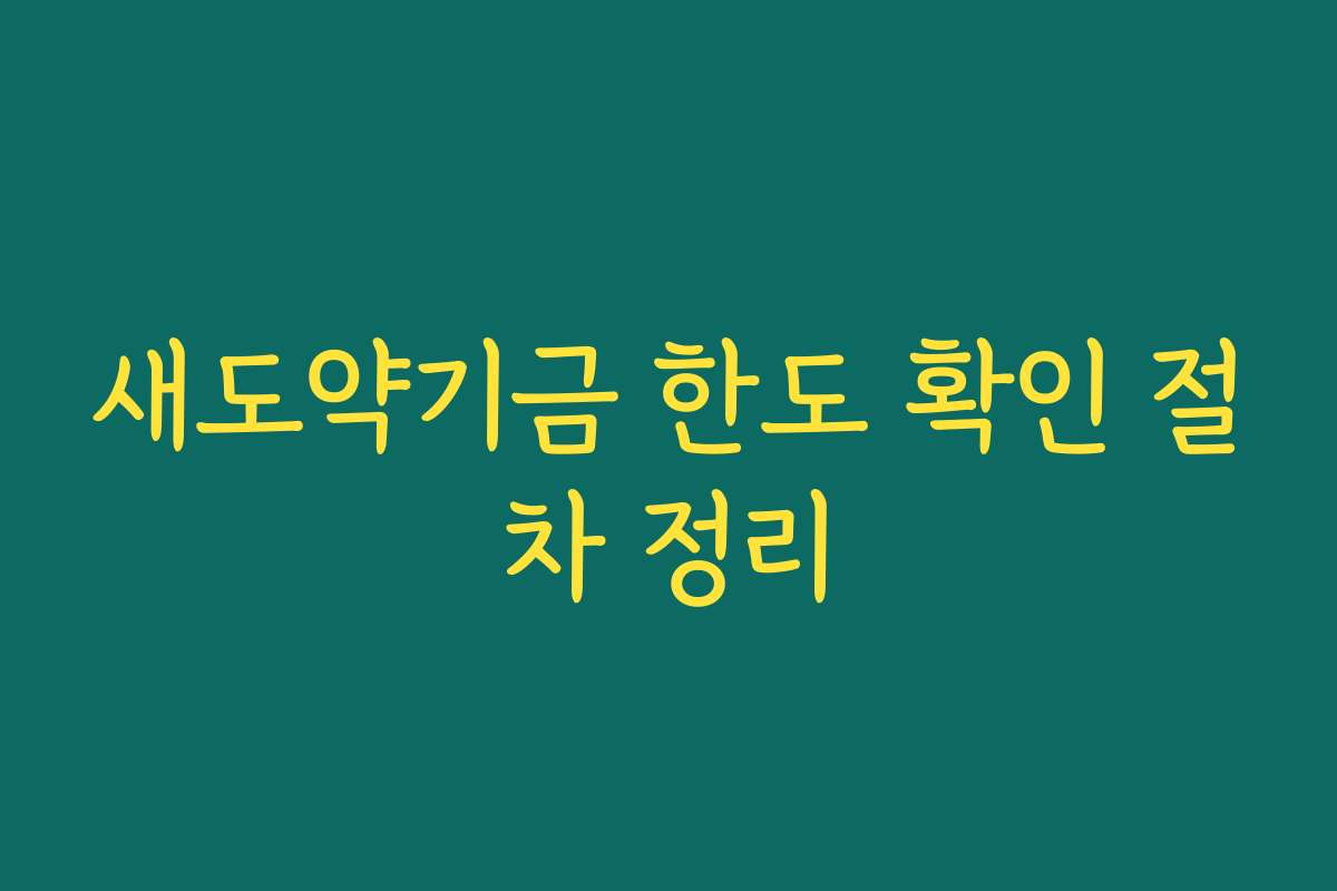 새도약기금 한도 확인 절차 정리