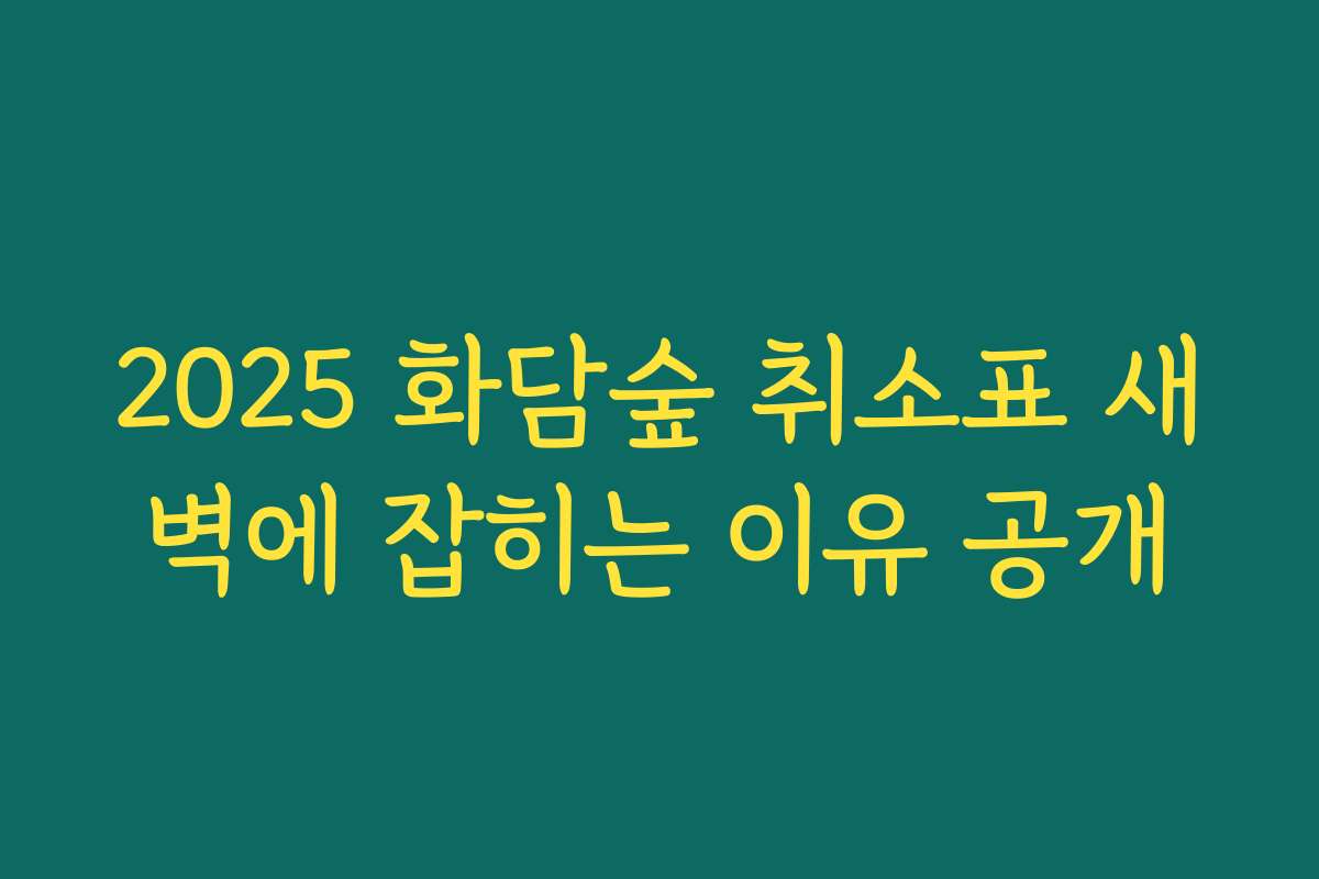 2025 화담숲 취소표 새벽에 잡히는 이유 공개