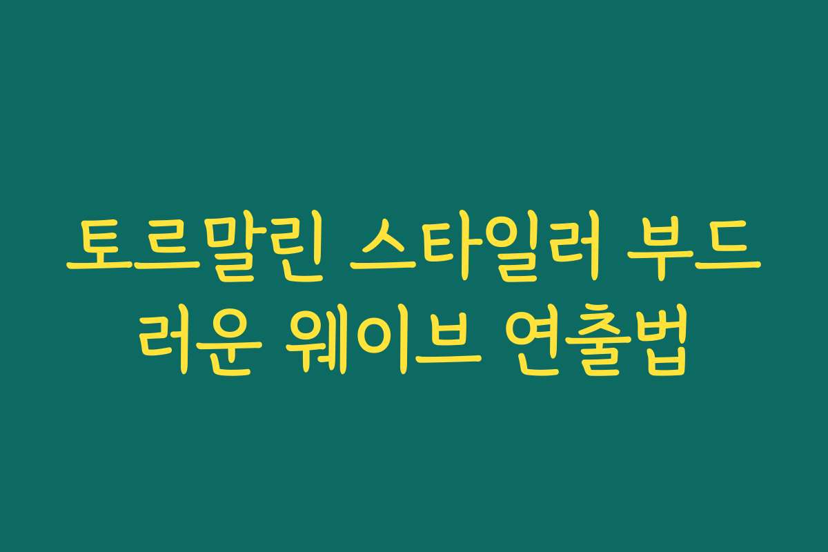 토르말린 스타일러 부드러운 웨이브 연출법 토르말린 스타일러 부드러운 웨이브 연출법