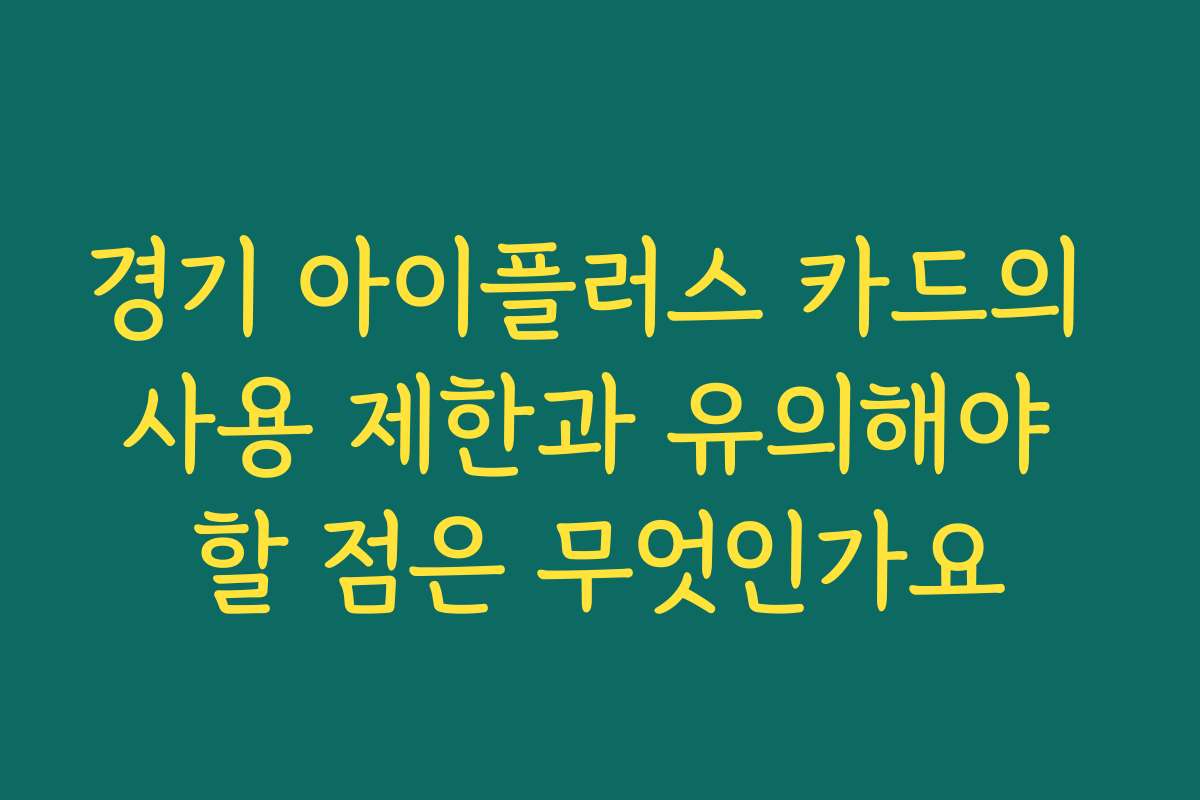 경기 아이플러스 카드의 사용 제한과 유의해야 할 점은 무엇인가요