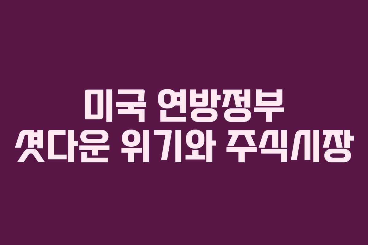 미국 연방정부 셧다운 위기와 주식시장