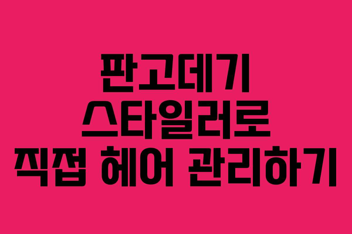 판고데기 스타일러로 직접 헤어 관리하기 판고데기 스타일러로 직접 헤어 관리하기