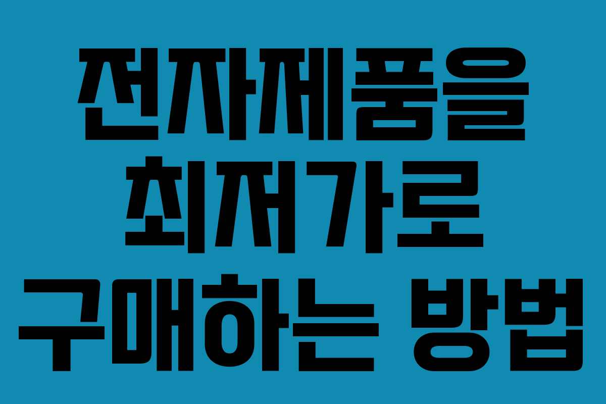 전자제품을 최저가로 구매하는 방법 전자제품을 최저가로 구매하는 방법