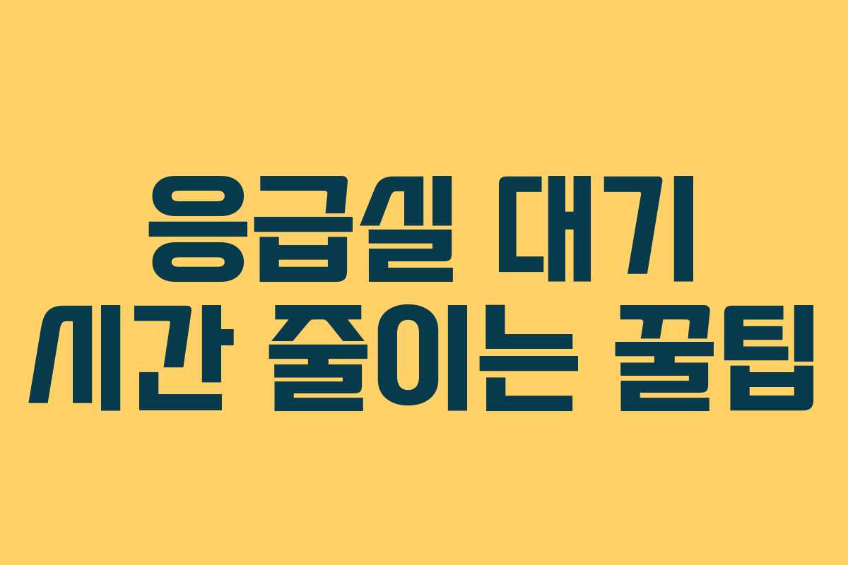 응급실 대기 시간 줄이는 꿀팁
