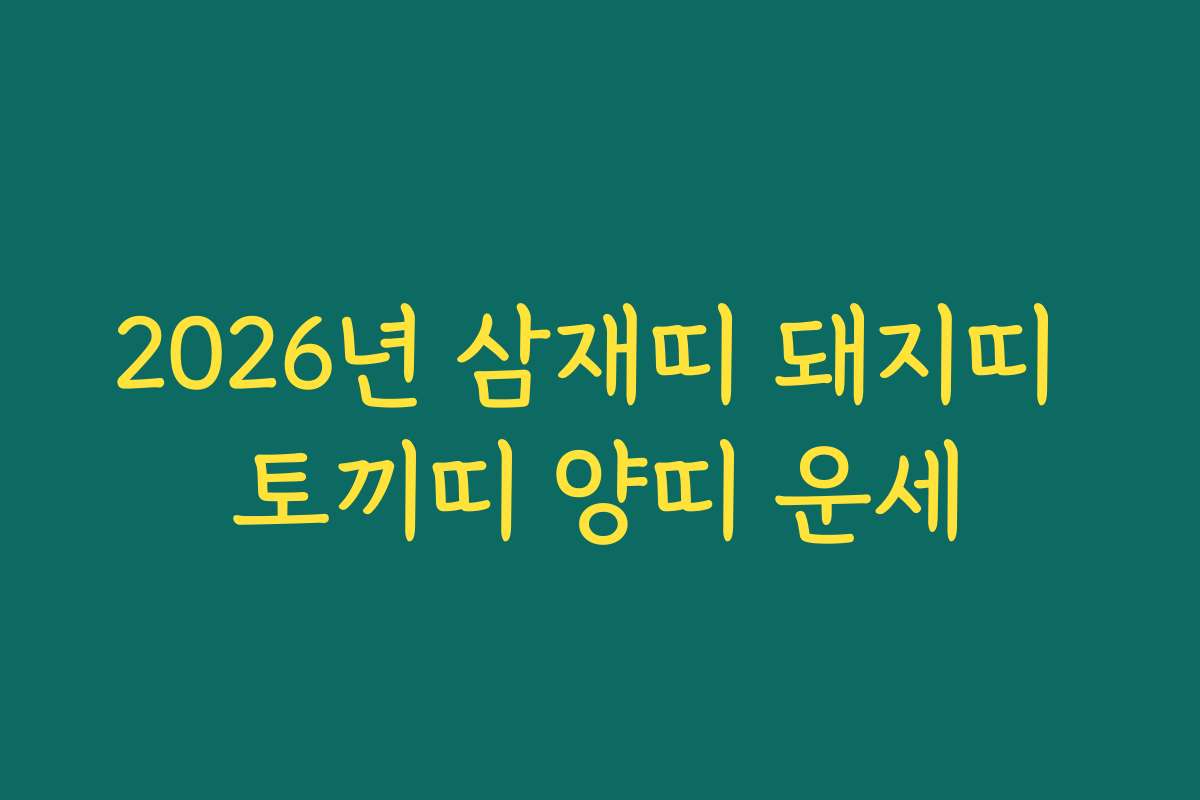 2026년 삼재띠 돼지띠 토끼띠 양띠 운세