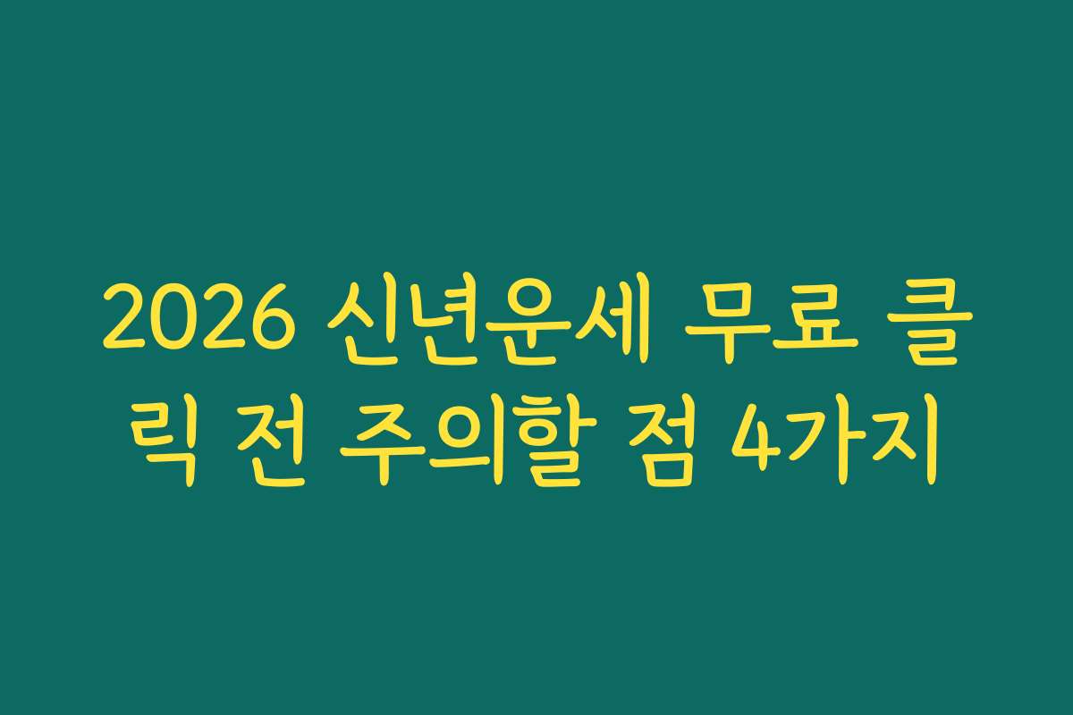 2026 신년운세 무료 클릭 전 주의할 점 4가지