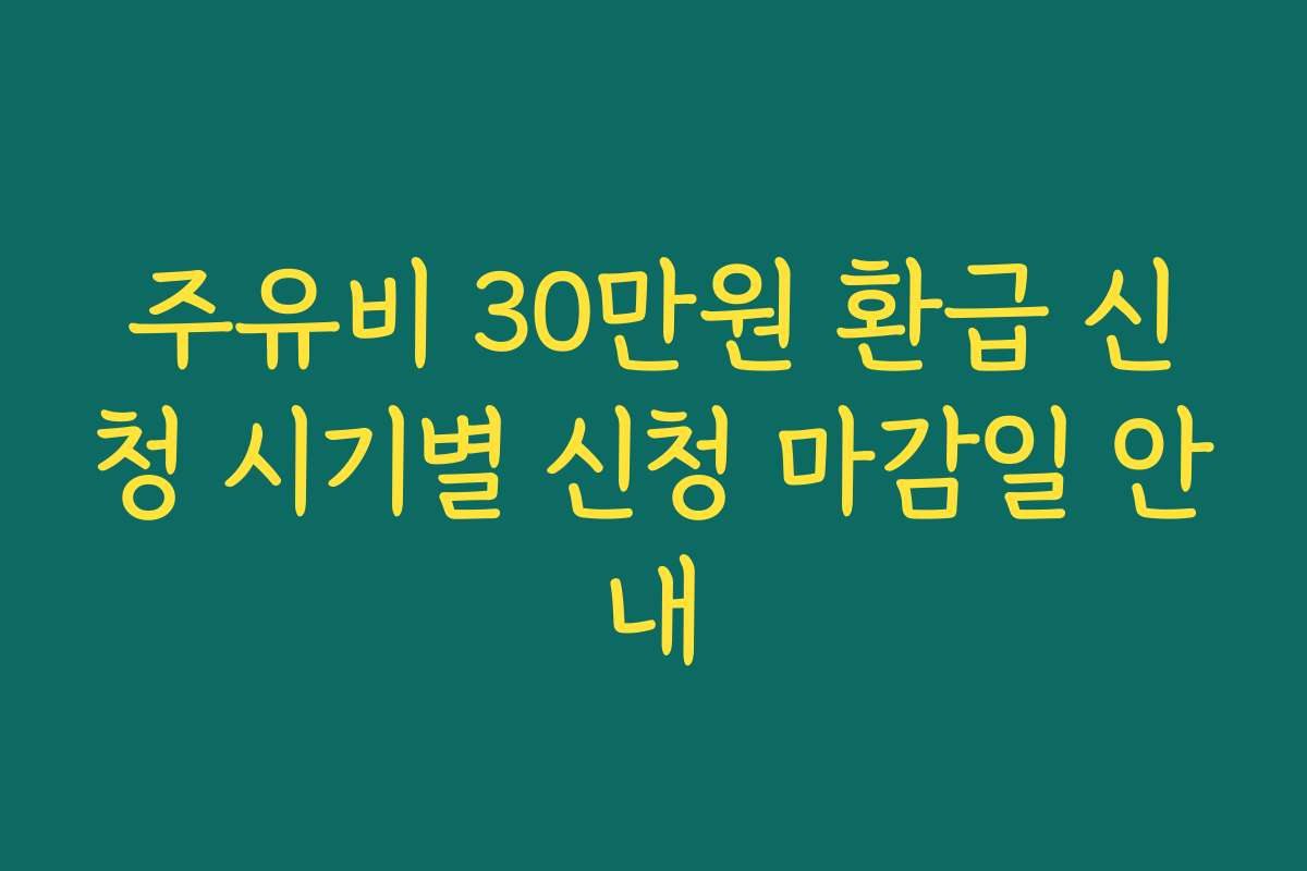 주유비 30만원 환급 신청 시기별 신청 마감일 안내