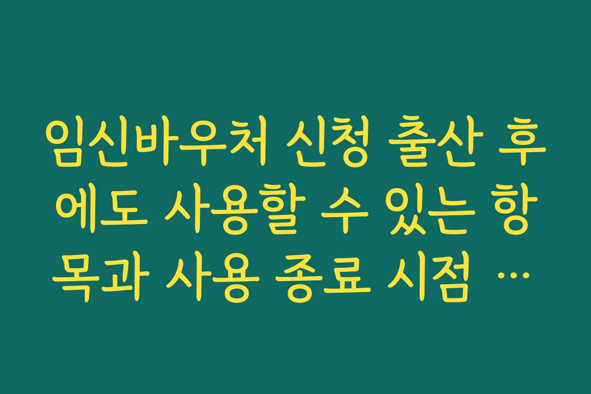 임신바우처 신청 출산 후에도 사용할 수 있는 항목과 사용 종료 시점 안내