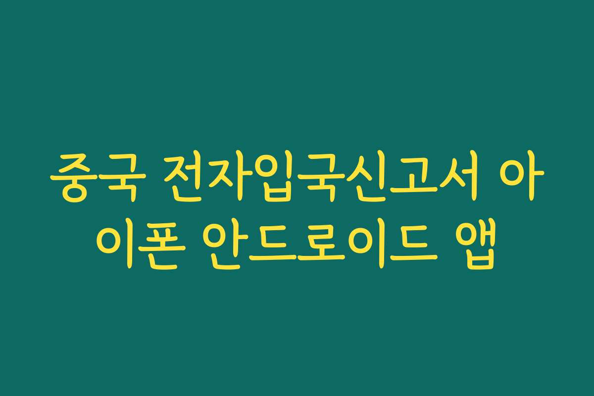 중국 전자입국신고서 아이폰 안드로이드 앱
