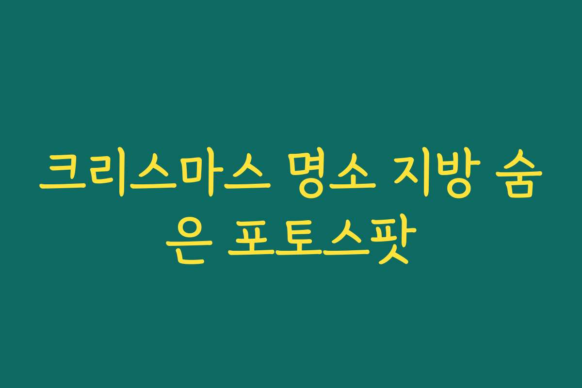 크리스마스 명소 지방 숨은 포토스팟