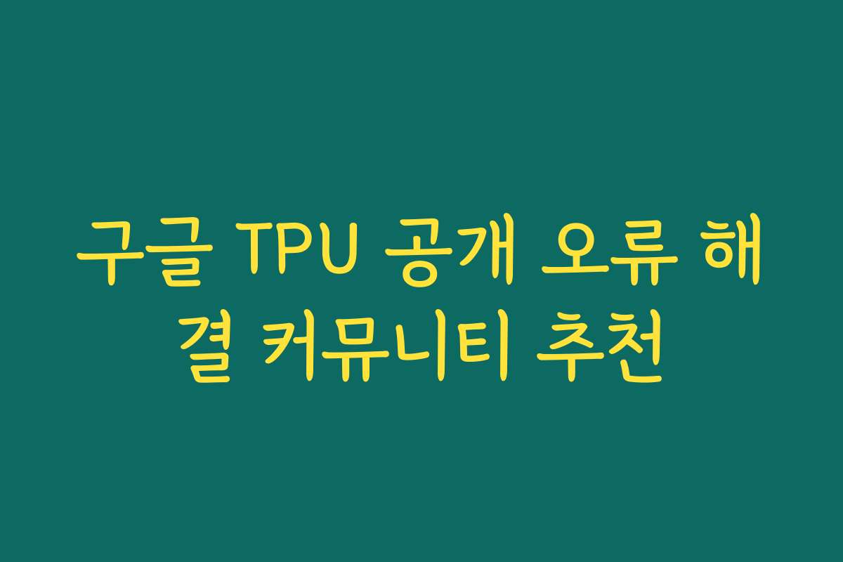구글 TPU 공개 오류 해결 커뮤니티 추천