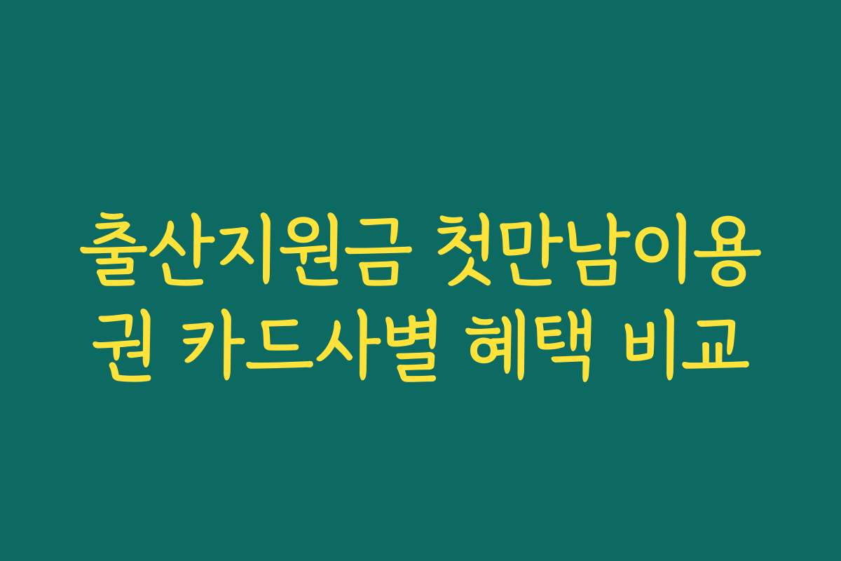 출산지원금 첫만남이용권 카드사별 혜택 비교