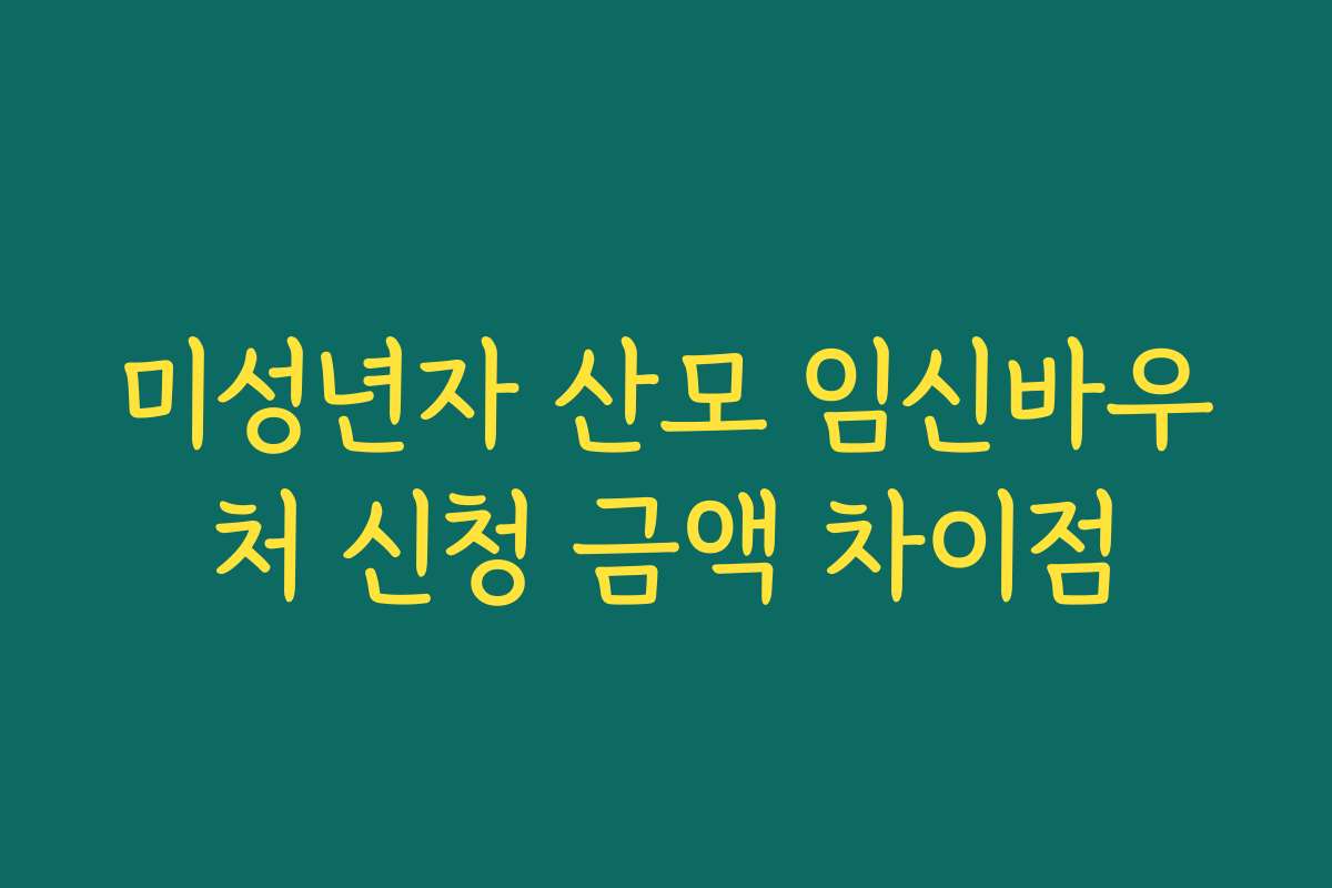 미성년자 산모 임신바우처 신청 금액 차이점