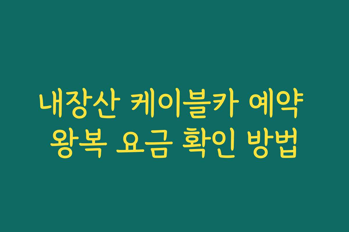 내장산 케이블카 예약 왕복 요금 확인 방법