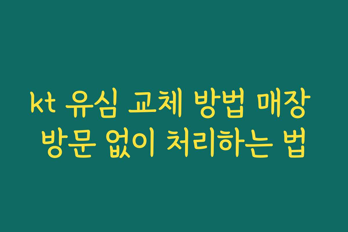 kt 유심 교체 방법 매장 방문 없이 처리하는 법