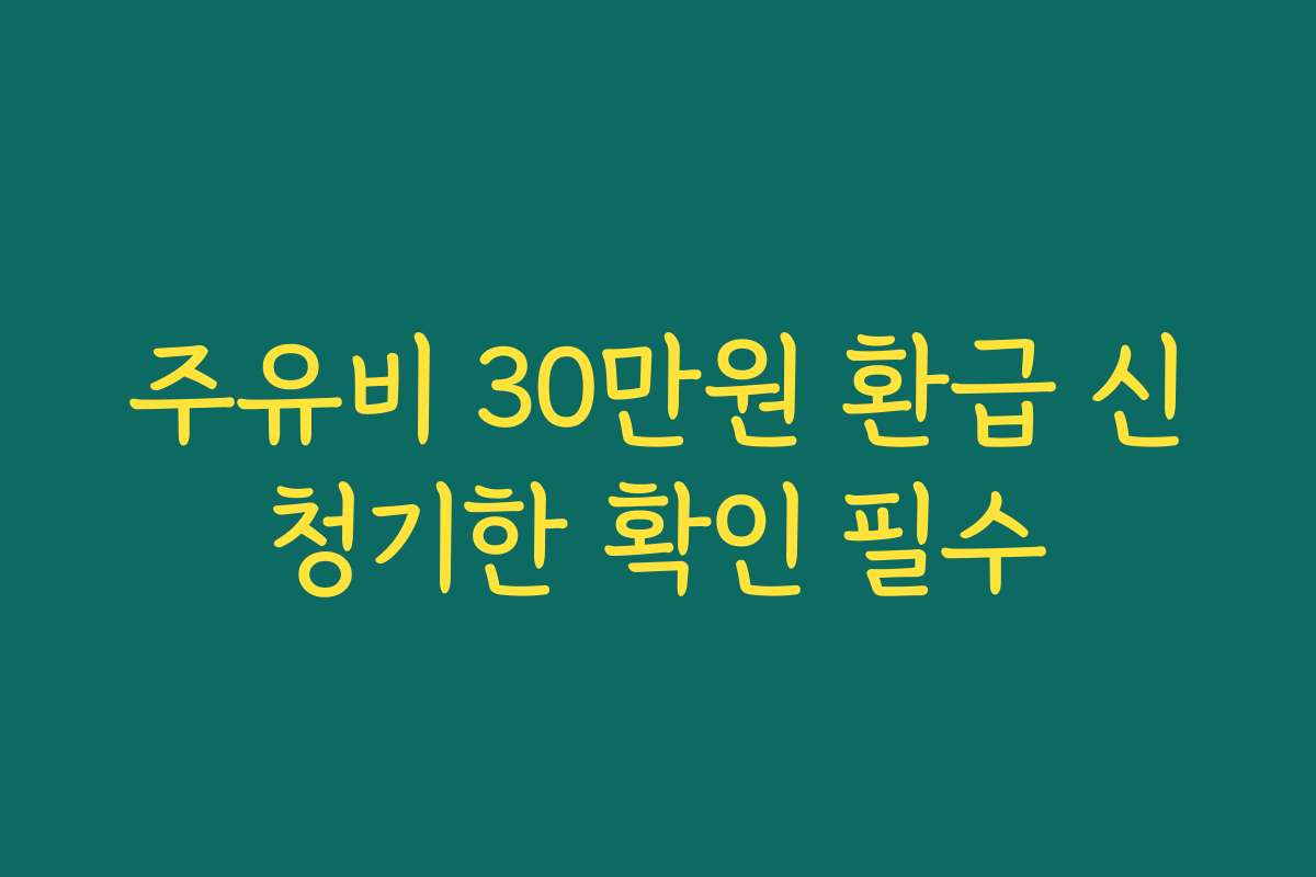 주유비 30만원 환급 신청기한 확인 필수
