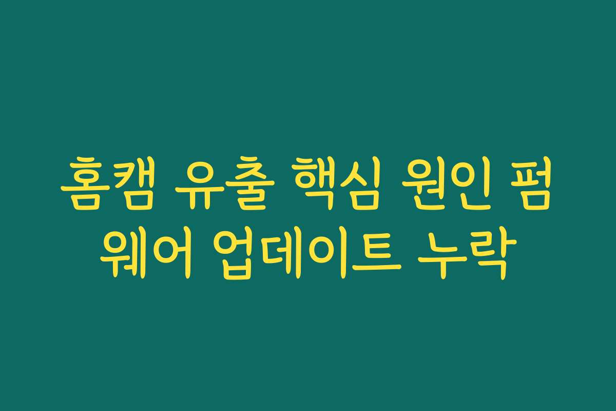 홈캠 유출 핵심 원인 펌웨어 업데이트 누락
