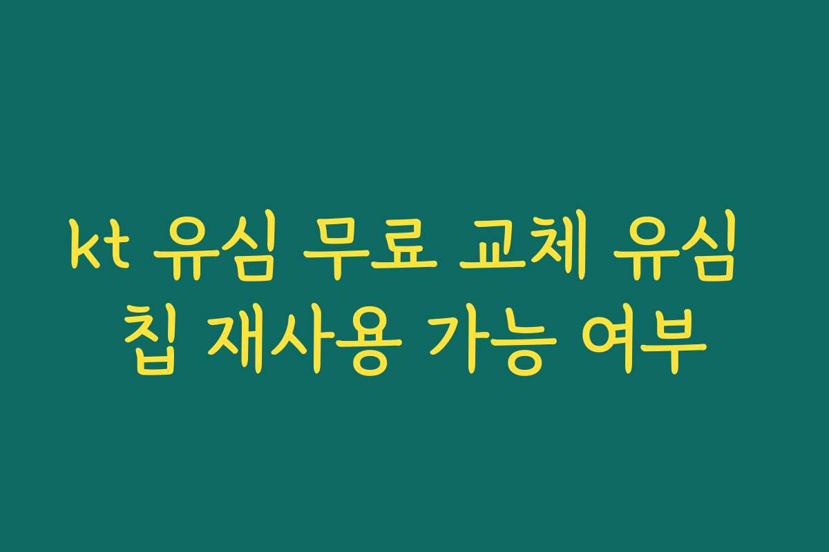 kt 유심 무료 교체 유심 칩 재사용 가능 여부