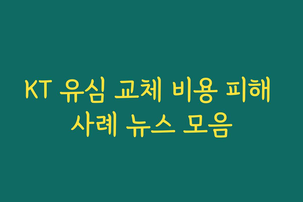 KT 유심 교체 비용 피해 사례 뉴스 모음