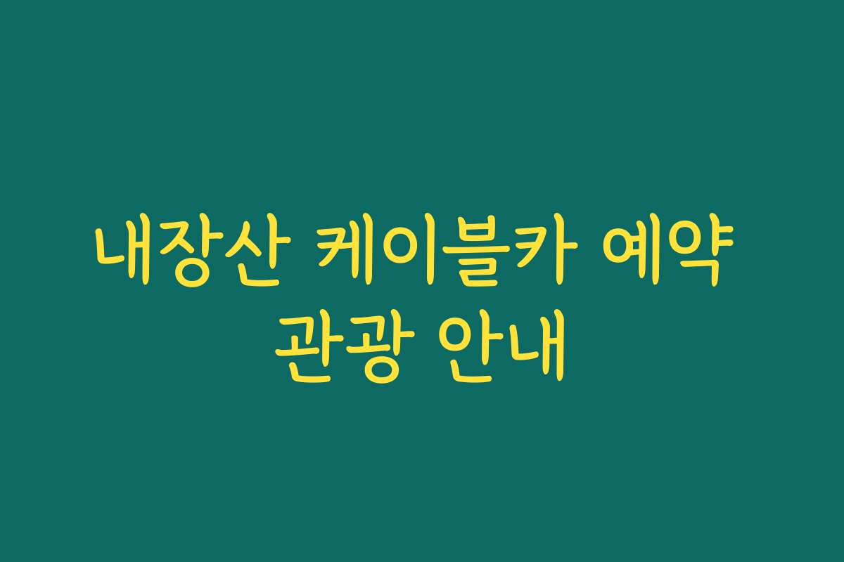 내장산 케이블카 예약 관광 안내