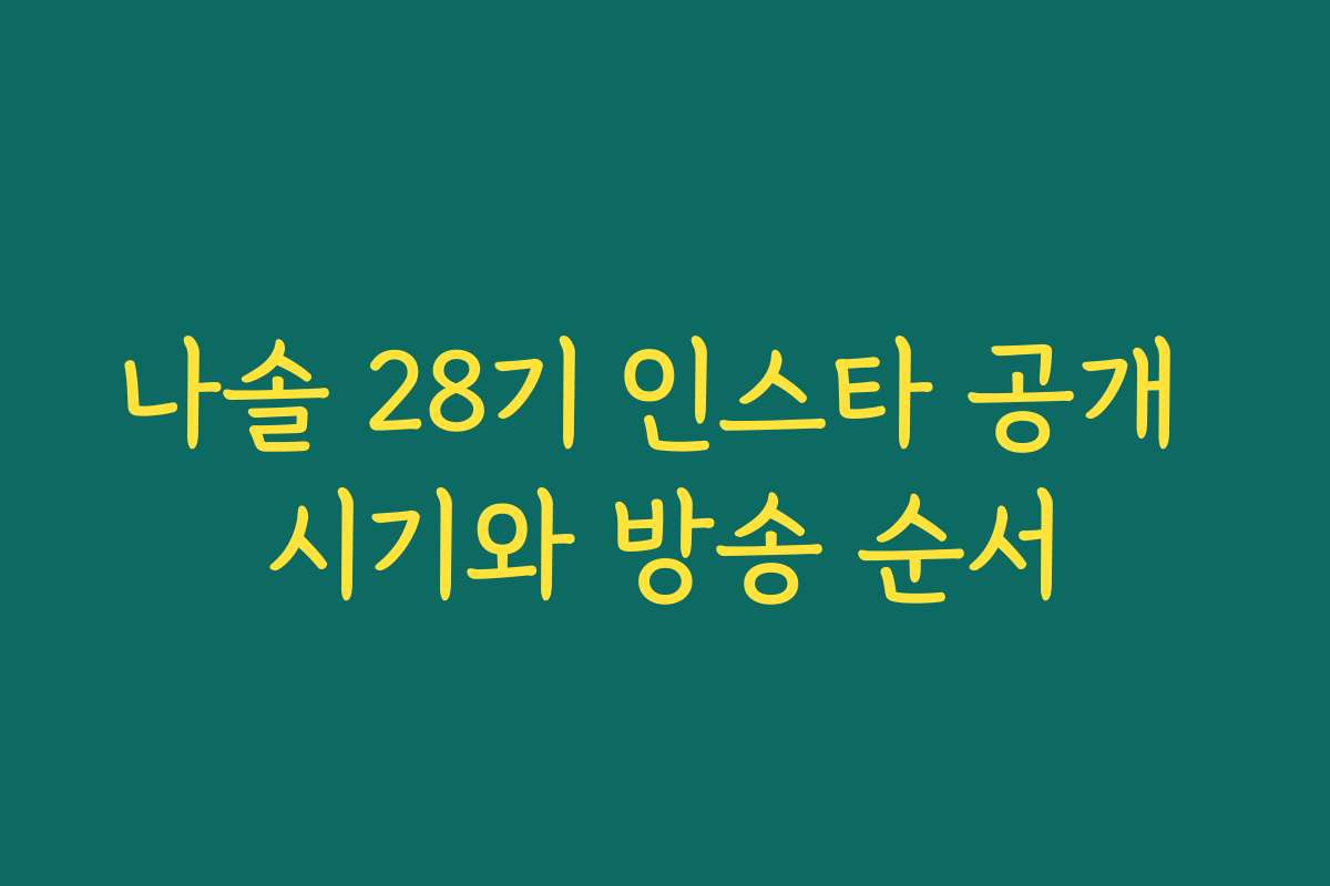 나솔 28기 인스타 공개 시기와 방송 순서 나솔 28기 인스타 공개 시기와 방송 순서