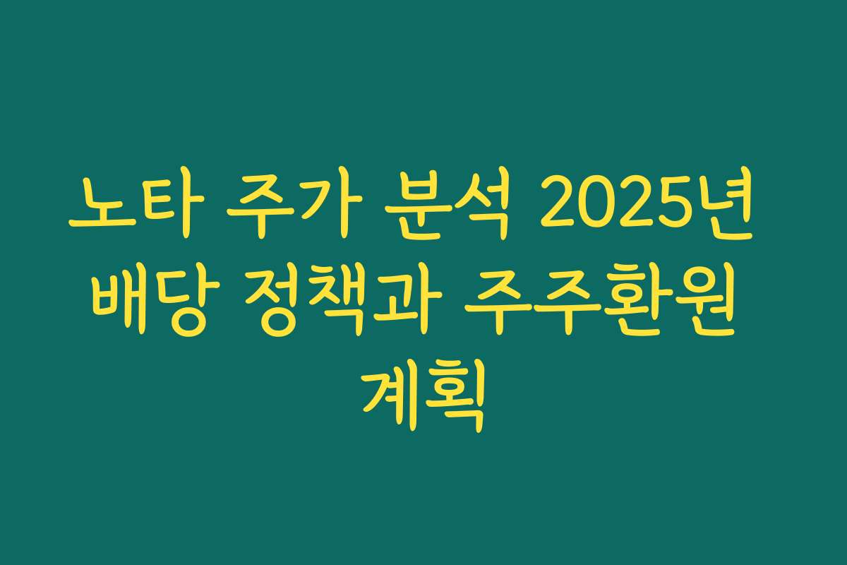 노타 주가 분석 2025년 배당 정책과 주주환원 계획