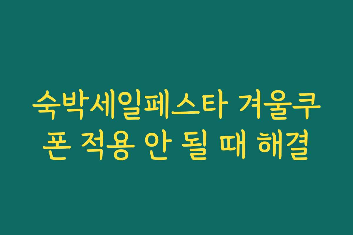 숙박세일페스타 겨울쿠폰 적용 안 될 때 해결