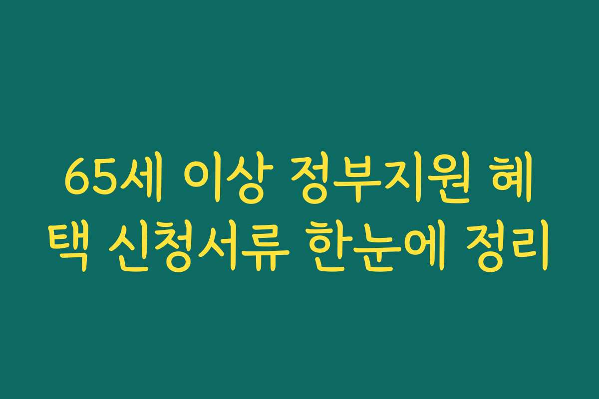 65세 이상 정부지원 혜택 신청서류 한눈에 정리