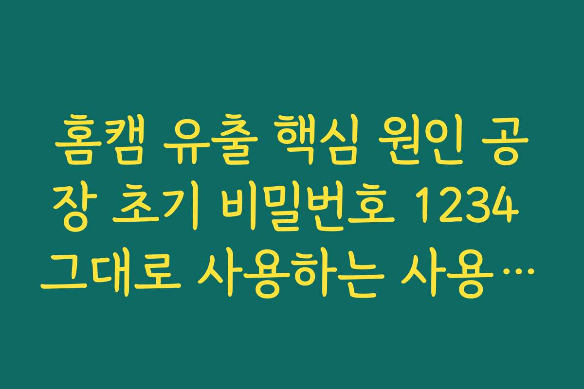 홈캠 유출 핵심 원인 공장 초기 비밀번호 1234 그대로 사용하는 사용 습관