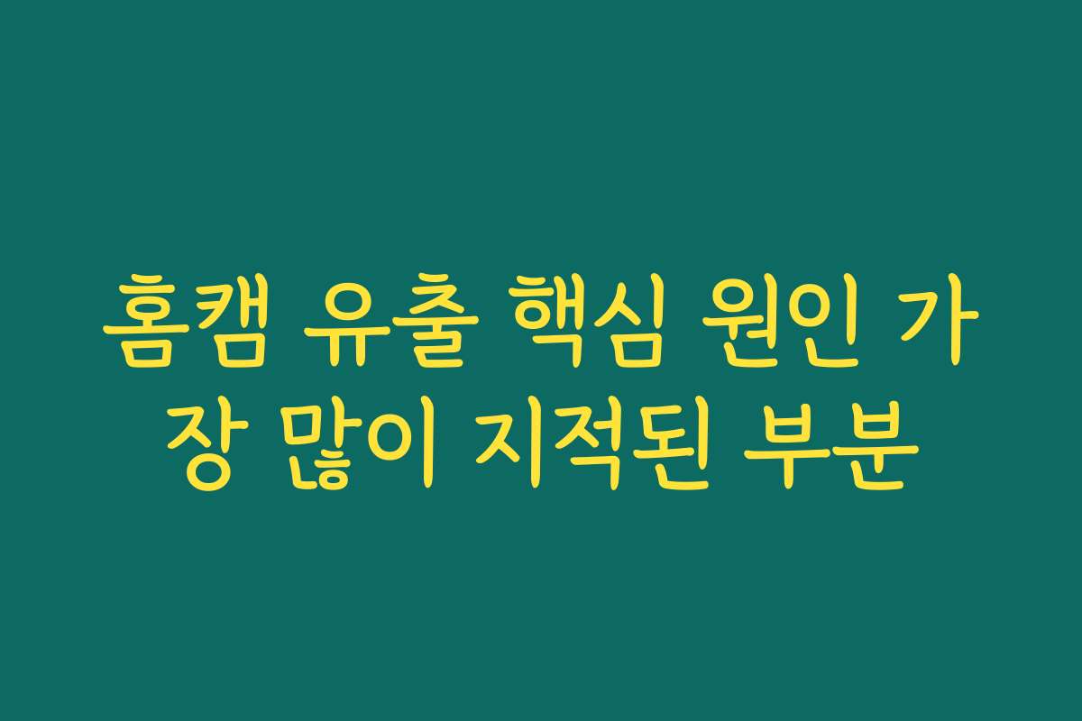 홈캠 유출 핵심 원인 가장 많이 지적된 부분