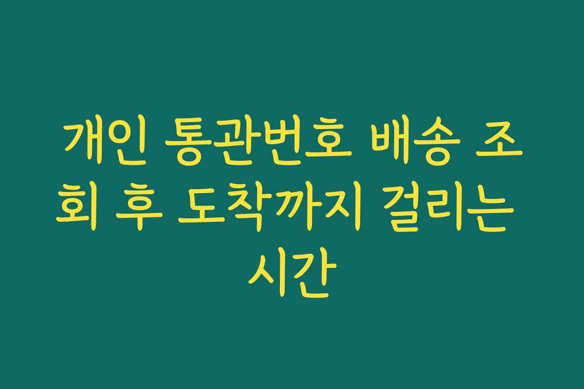개인 통관번호 배송 조회 후 도착까지 걸리는 시간