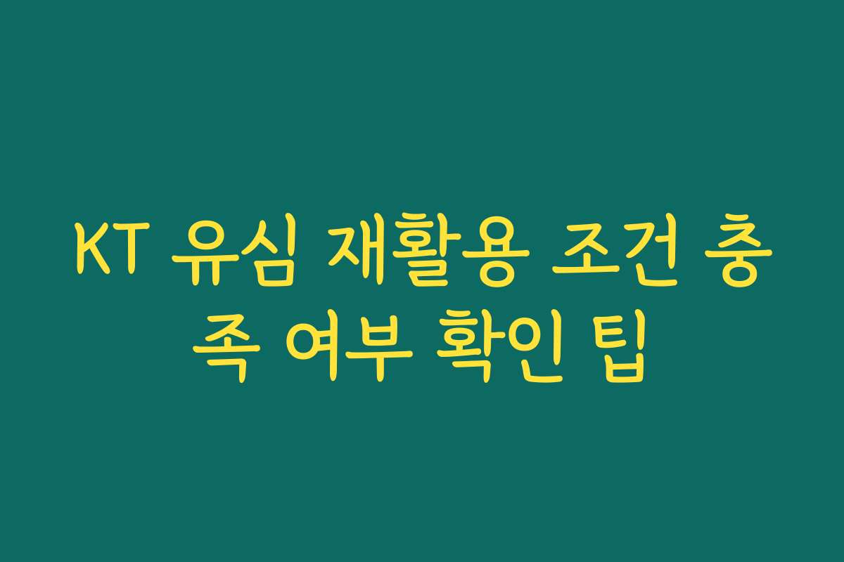 KT 유심 재활용 조건 충족 여부 확인 팁