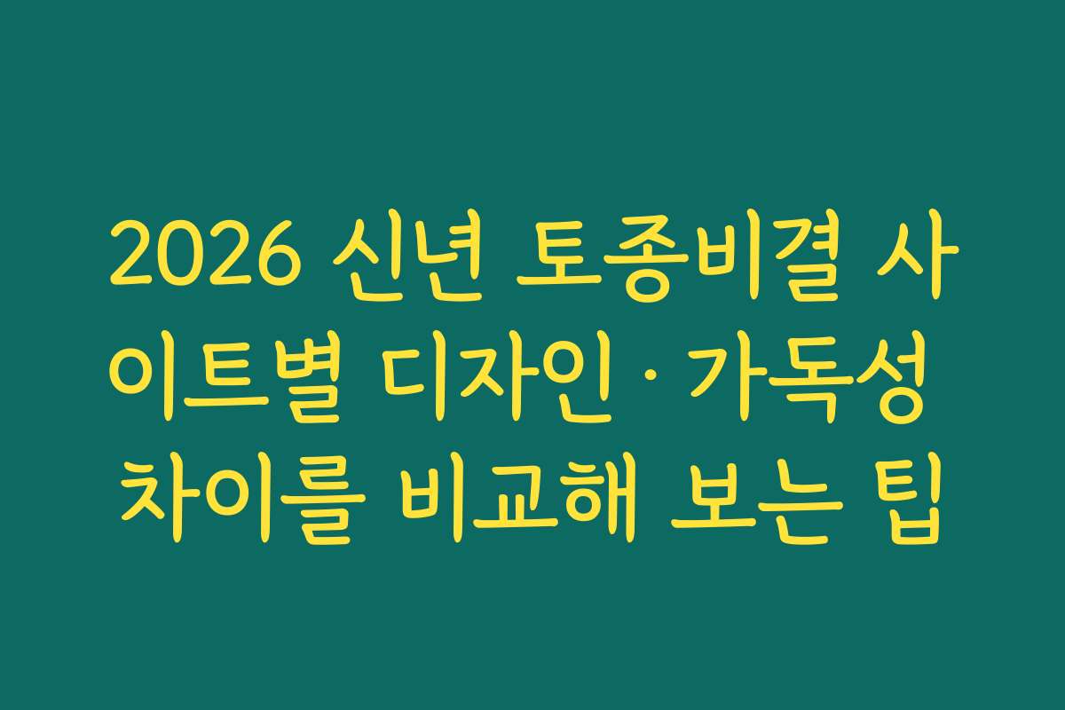 2026 신년 토종비결 사이트별 디자인·가독성 차이를 비교해 보는 팁