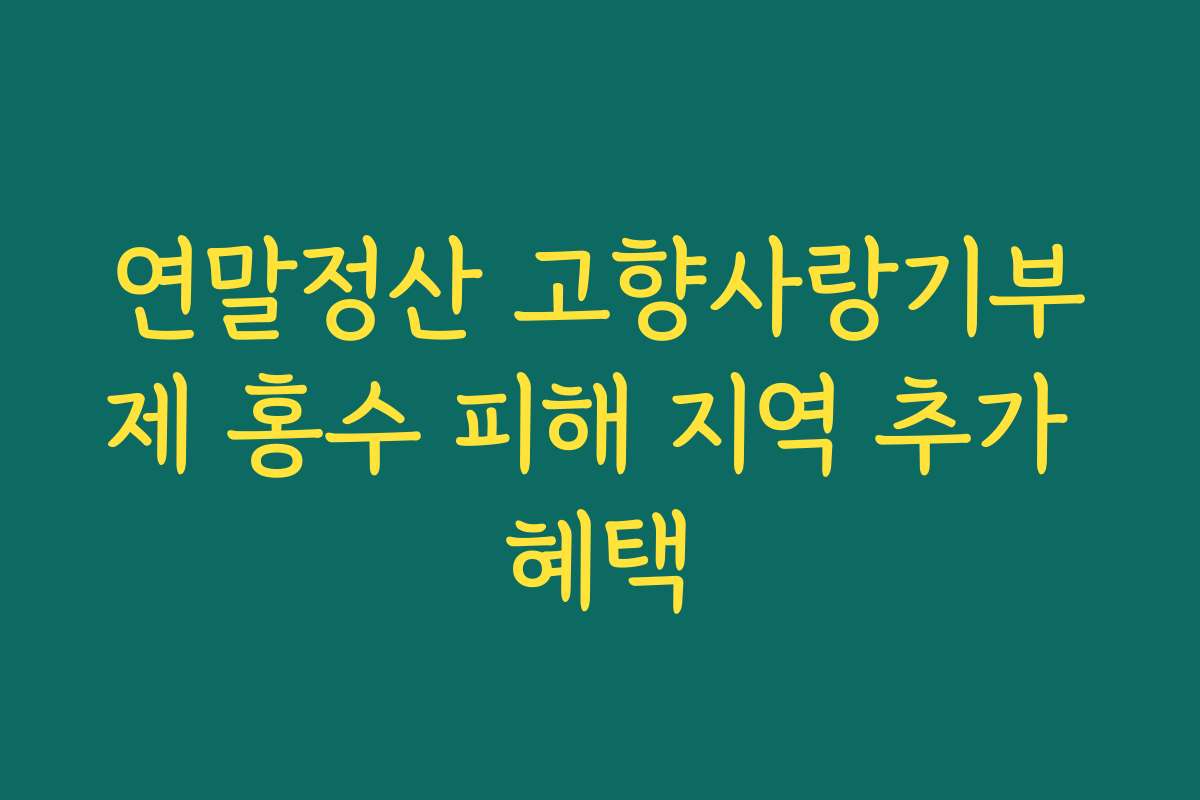 연말정산 고향사랑기부제 홍수 피해 지역 추가 혜택