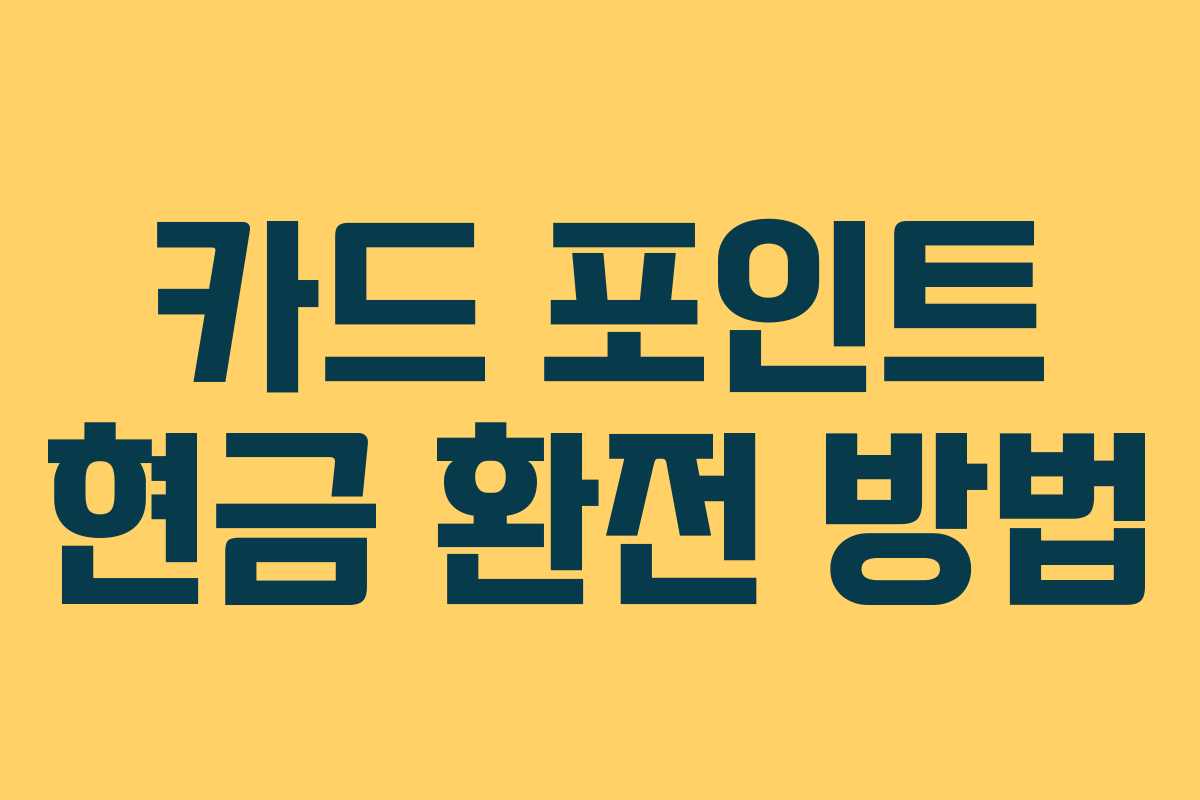 카드 포인트 현금 환전 방법 카드 포인트 현금 환전 방법
