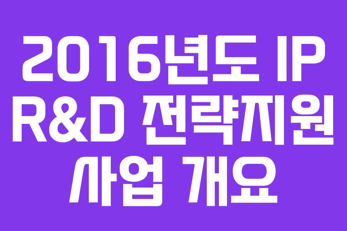 2016년도 IP R&D 전략지원 사업 개요