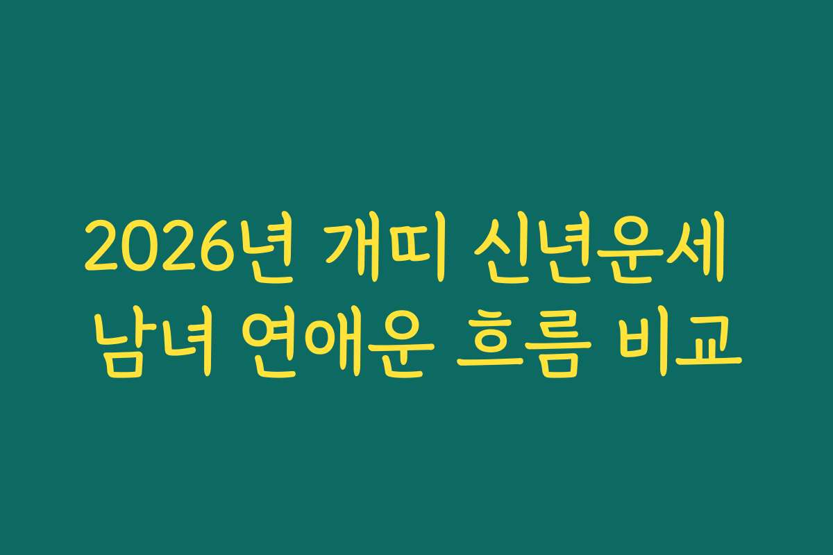 2026년 개띠 신년운세 남녀 연애운 흐름 비교