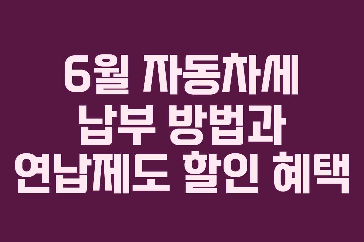 6월 자동차세 납부 방법과 연납제도 할인 혜택